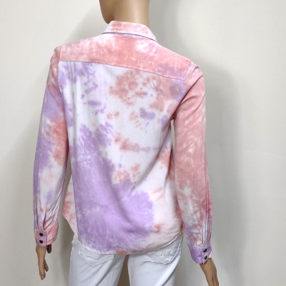 Velvet Heart Small pink & purple tie dye long sleeve button down blouse - Picture 5 of 10